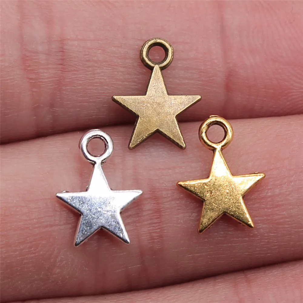 WYSIWYG 40pcs 11x8mm 3 Colors Tiny Star Charm Star Pendant For Jewelry Making