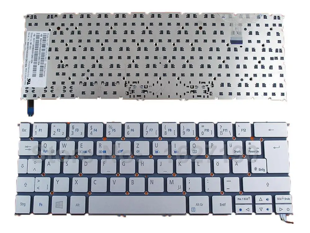 

GR/German Keyboard Laptop for ACER Aspire S7-391 S7-392 SILVER Backlit Win8 New Laptop Keyboards With Free Shipping