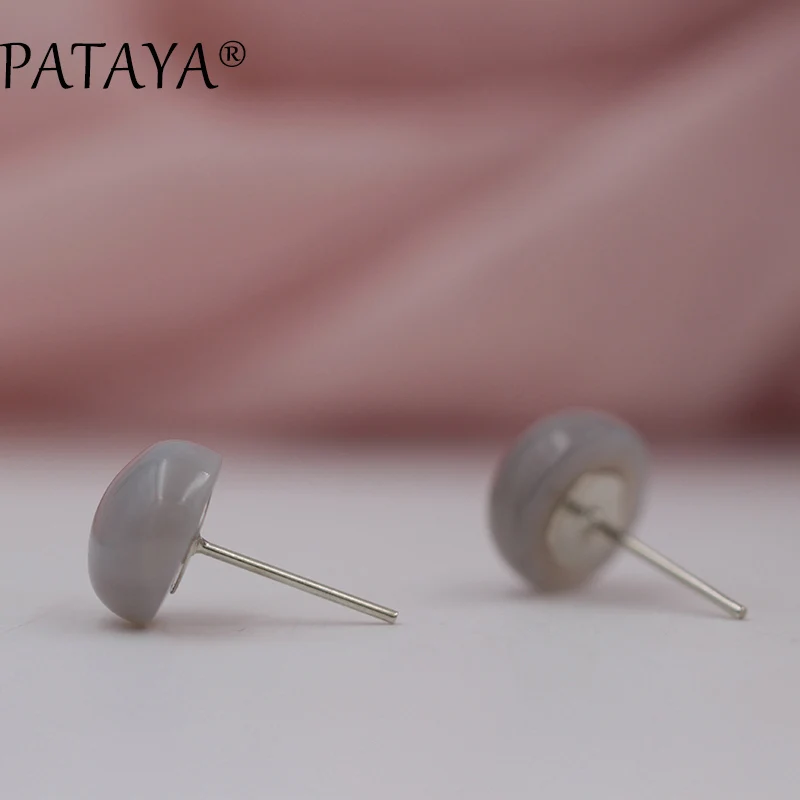 PATAYA модные популярные серые серьги из оникса Новое поступление круглые гвоздики
