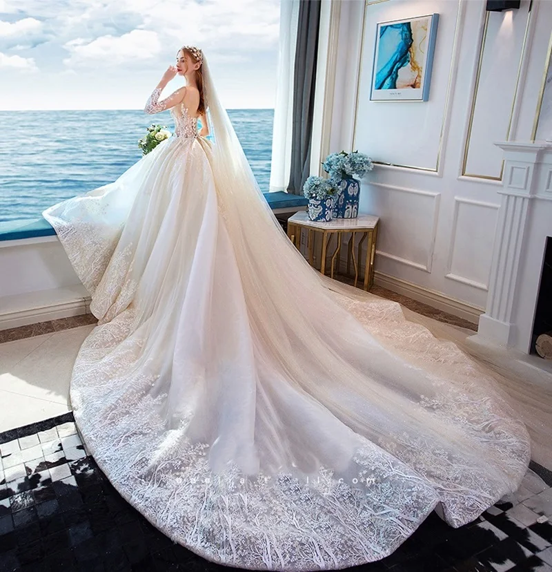 Свадебные платья Robe Mariee Princesse seeсквозной Топ вышивка невесты платье пляжное роскошное Бохо шикарное свадебное платье TS823