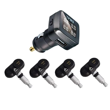 

Universal Car TPMS Real Time Tire Pressure Monitoring System Cigarette Lighter LCD Digital Display Auto Security Alarm System