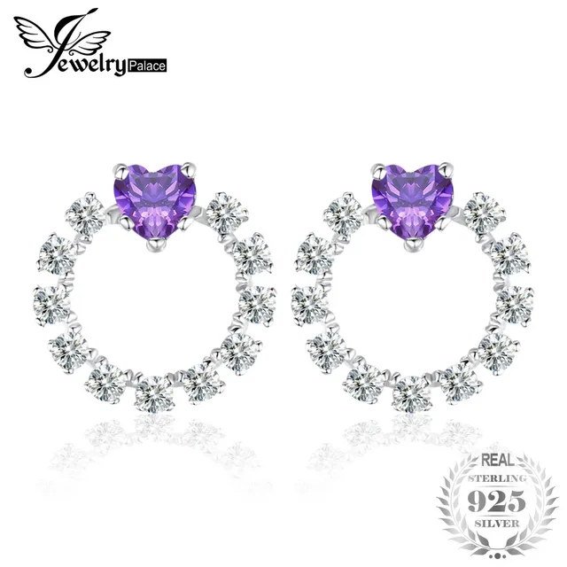 JewelryPalace Love Heart 1.1ct Created Alexandrite Sapphire Stud Earrings 925 St JewelryPalace Love Heart 1.1ct Created Alexandrite Sapphire Stud Earrings 925 St
