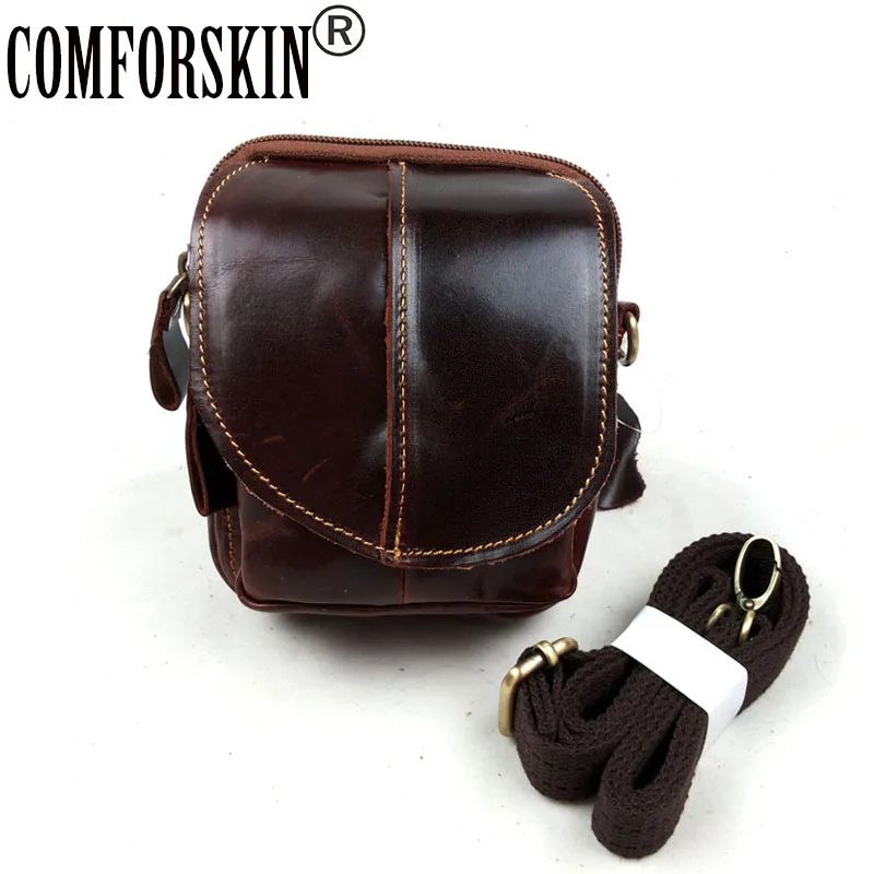 

Newest Oil Waxing Leather Men Messenger Bags with Removable Strap 2017 Brand Design Vintage Zipper Waist Bag Belt Bags for Men