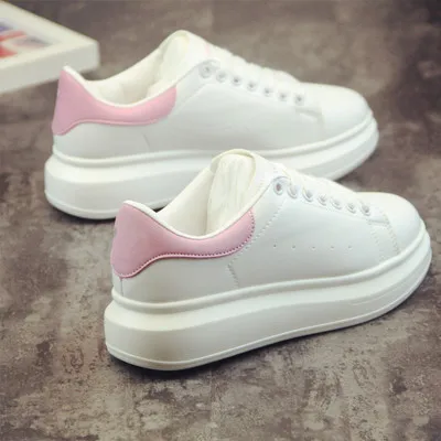 Размеры 35-44; женская повседневная обувь; коллекция года; осенние женские кроссовки; модная дышащая белая женская обувь из искусственной кожи на платформе; мягкая обувь - Цвет: Pink