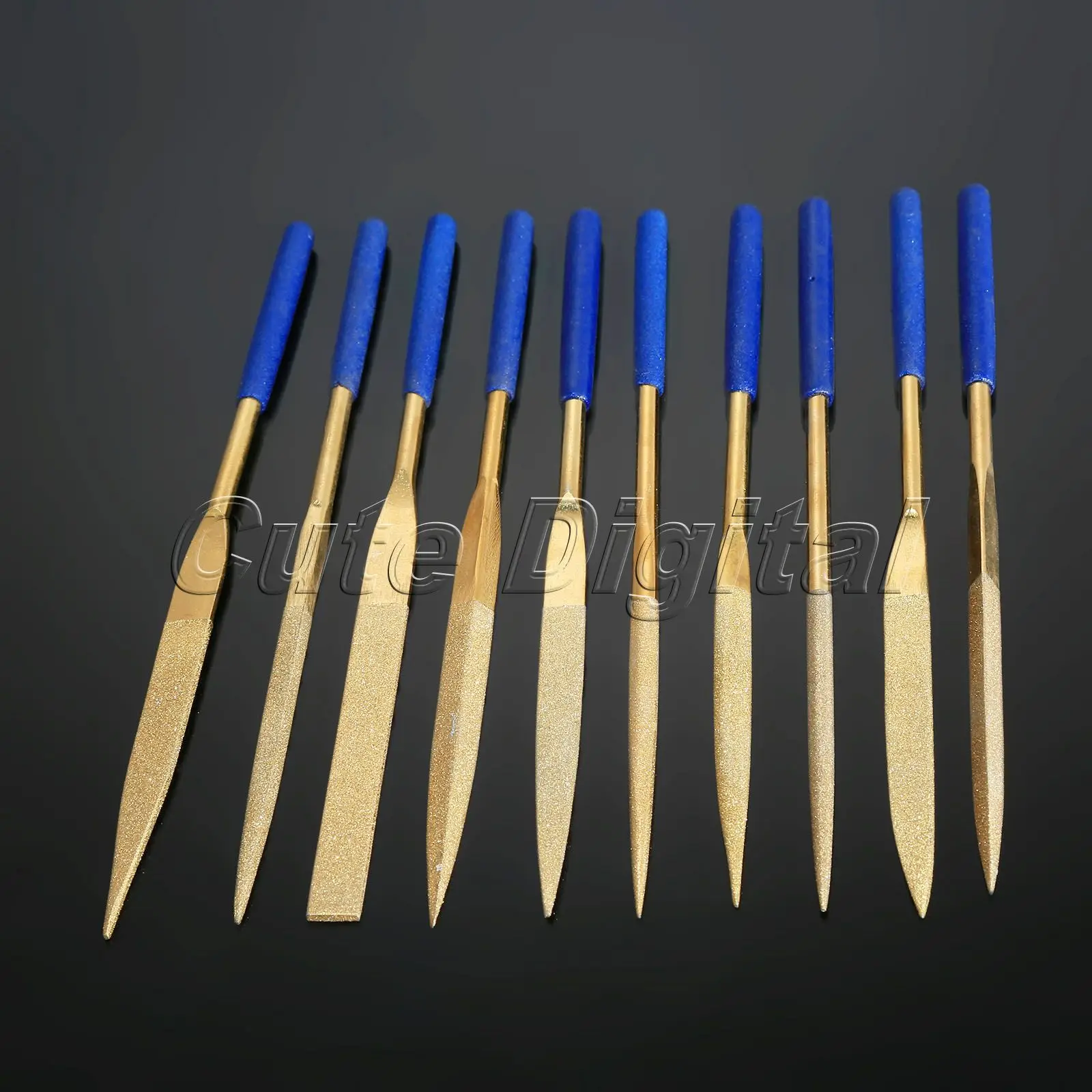 

10Pcs 5x180mm Titanium Diamond Coated Needle File Set Wood Rasp Sharpening Diamond Gringding Carving Repair Craft Hand Tools