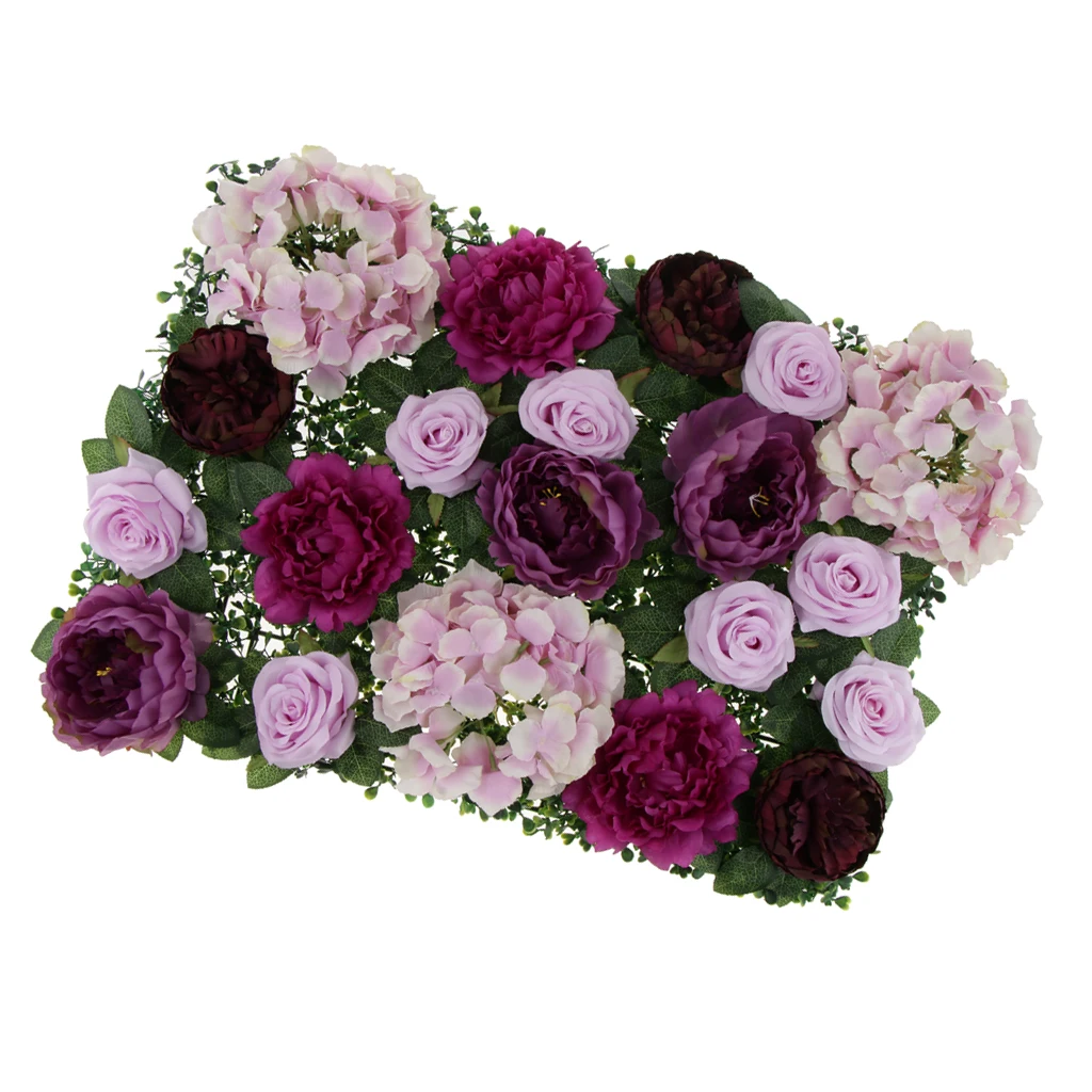 Artificial Hydrangea Flower Panel Silk Rose Peony Flower Wall Decor for Wedding Venue Background Candy Wall Photo Areas Ornament