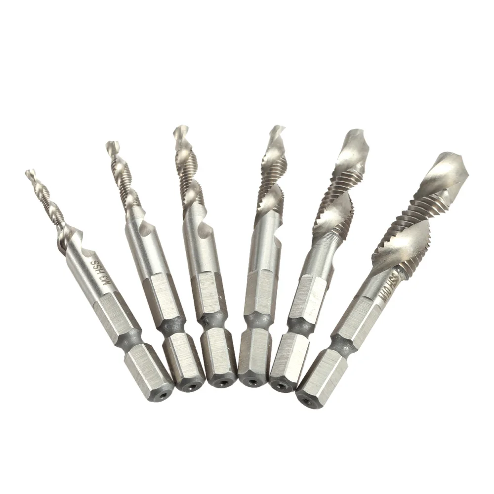 6PCS HSS Woodworking Combined Tap hand tap Drill Wood Metal Plastic Cutting Hole Saw Practical Strong Drill Bit Set tapping to 6PCS HSS Woodworking Combined Tap hand tap Drill Wood Metal Plastic Cutting Hole Saw Practical Strong Drill Bit Set tapping to