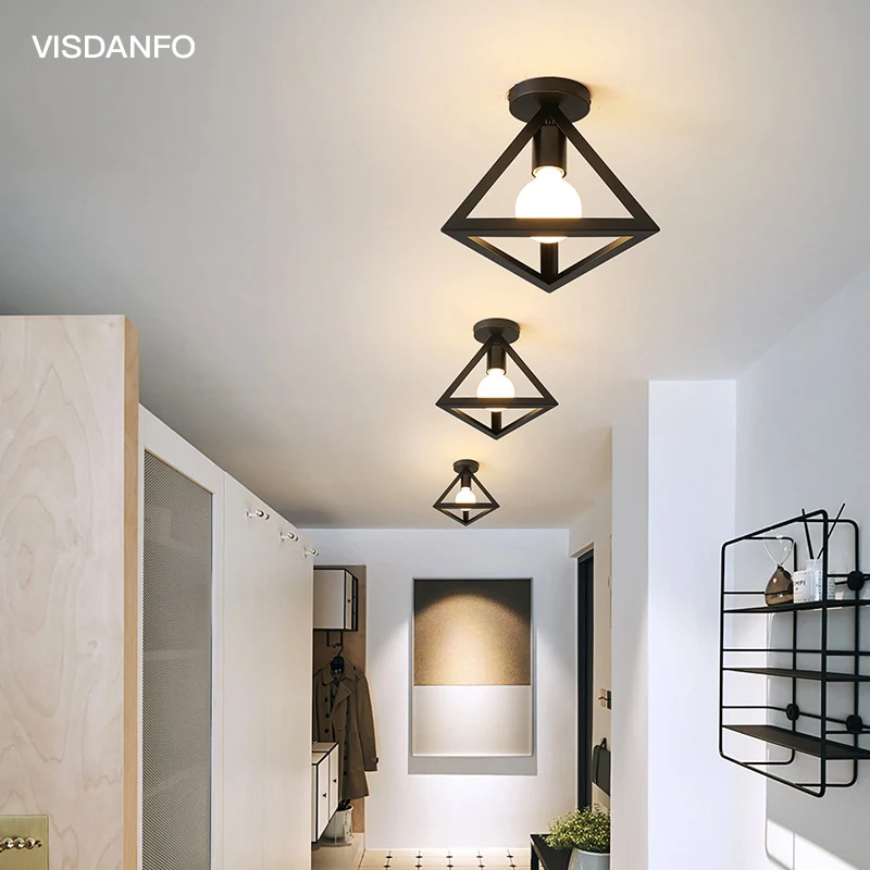 

Simple geometry Nordic creative iron ceiling light restaurant dining room porch hallway corridor ceiling lamp retro light