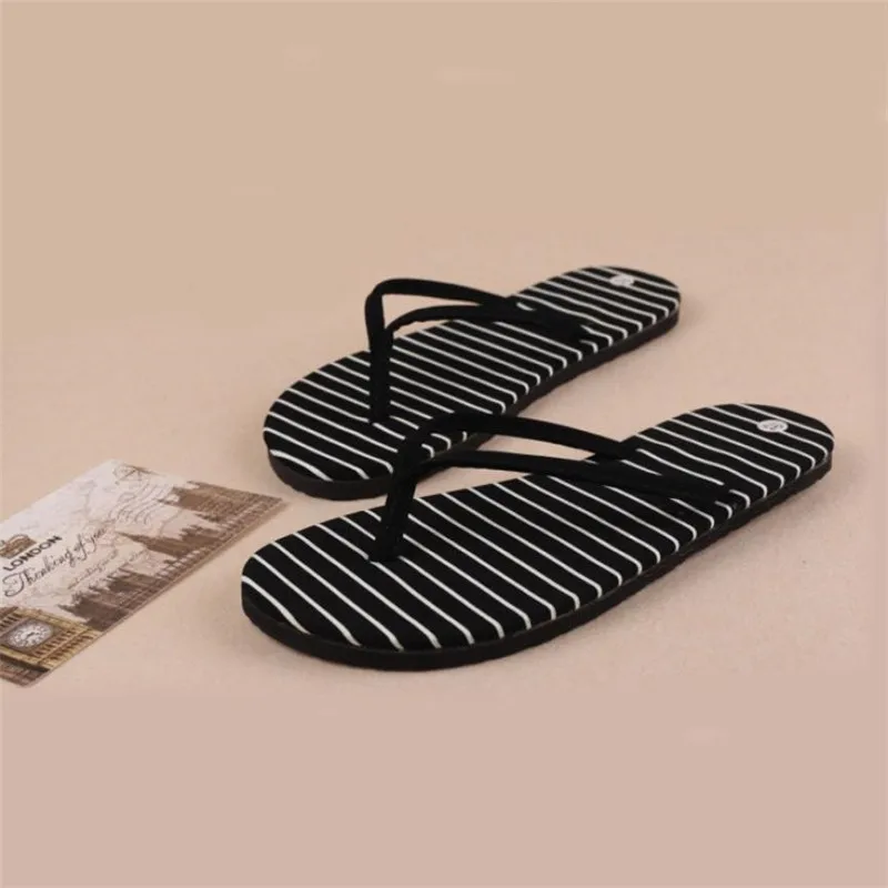 1 paar Schwarz Streifen Frauen Flache Hausschuhe Sommer Strand Hausschuhe Massage Hausschuhe Mode Freizeitschuhe Frau Zapatos Mujer Schwarz