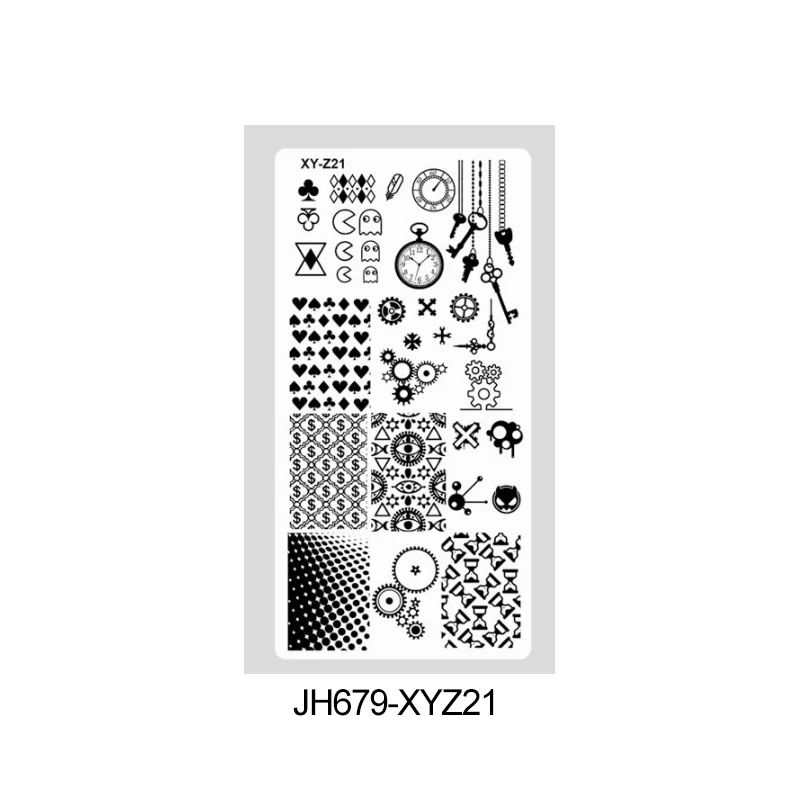 6,5*12,5 см секретный сад снежинка шаблон прямоугольник ногтей штамповки пластины изображения Шаблон стальной дизайн ногтей трафарет Инструменты - Цвет: XYZ21
