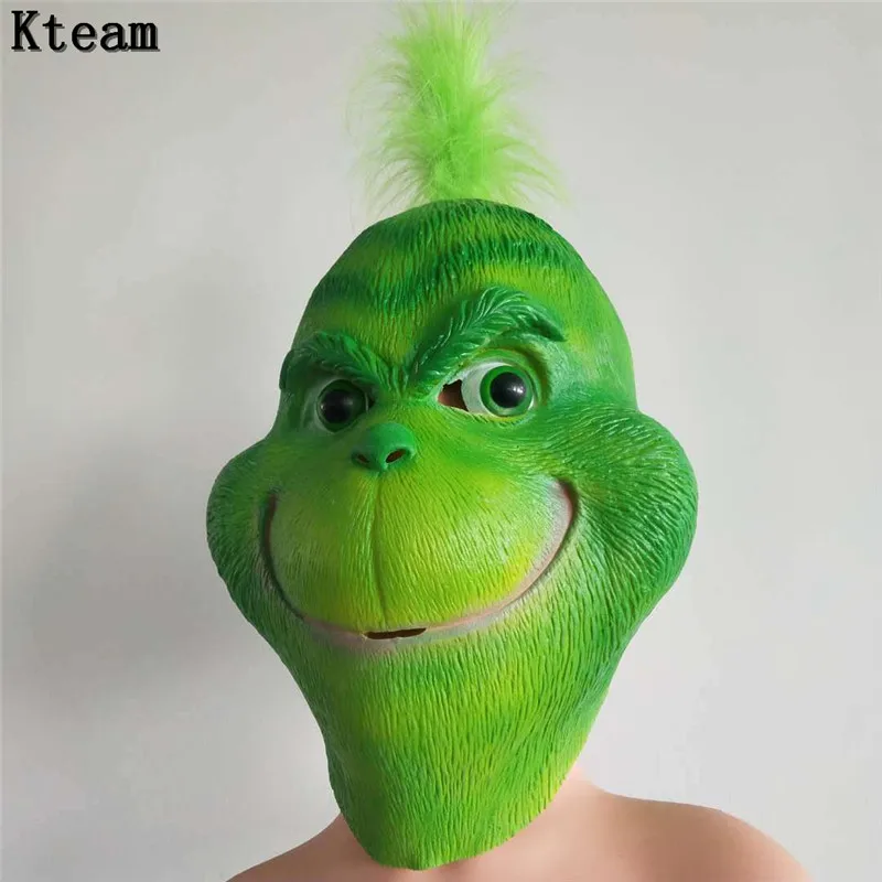 Смешной Grinch палантин Рождественская маска для вечеринки Косплей шляпа рождество полный голова латексная маска с далее взрослый костюм Grinch маска реквизит