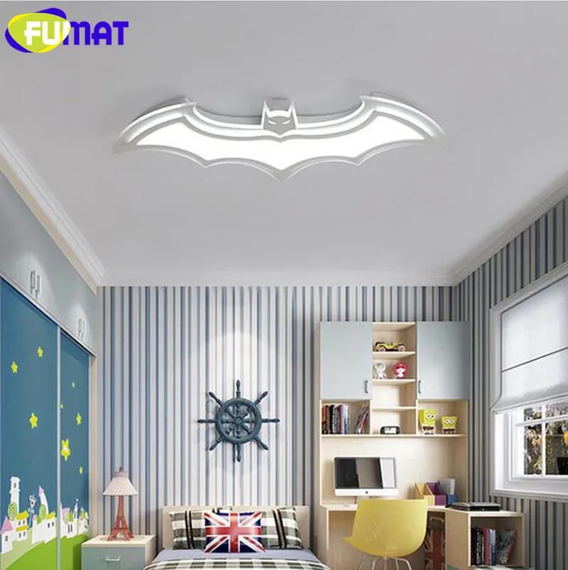 Фумат белый Бэтмен потолочный светильник светодио дный светодиодный мультфильм детская комната потолочный светильник современный