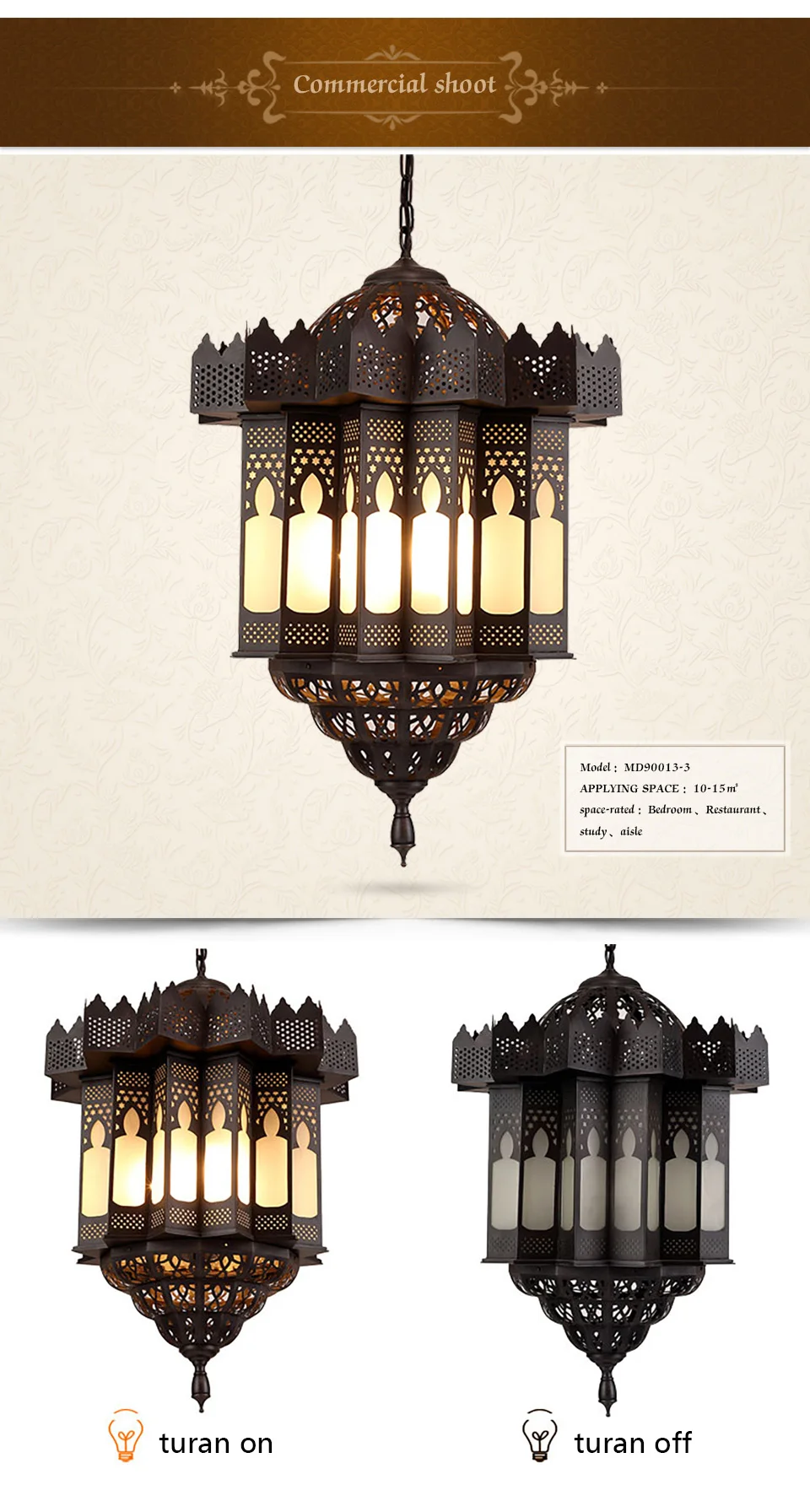 Арабский стиль Медь на заказ led e14 люстра освещение ретро подвесной светильник для гостиной ресторан отель столовая