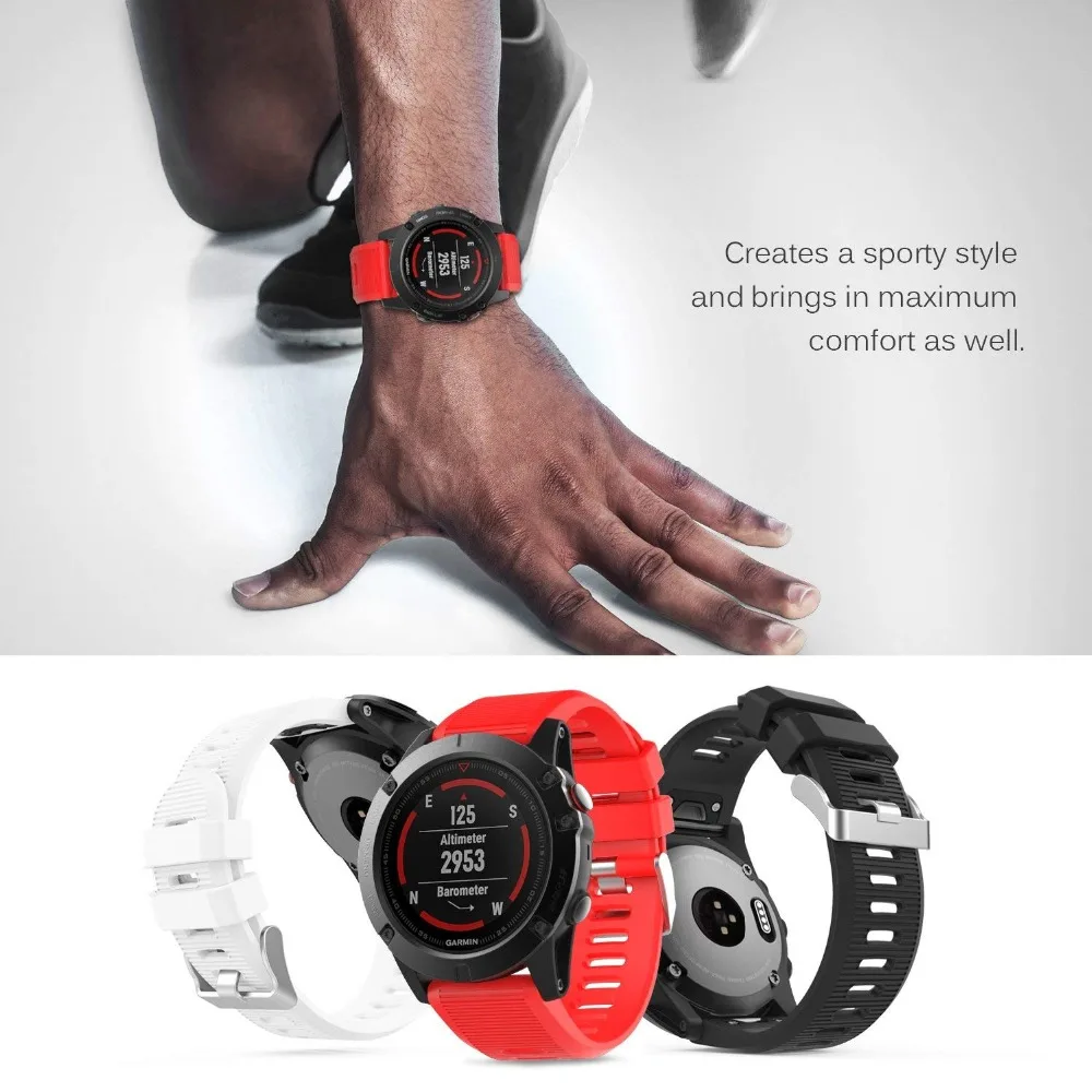 Quick fit 26 мм ремешок для Garmin Fenix 5X/Fenix 3 HR умные часы мягкий силиконовый сменный быстроразъемный коннектор 9,11