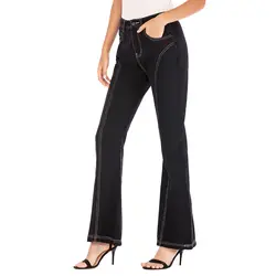 Женские джинсы с высокой талией джинсовые джинсы из хлопка женские повседневные брюки длинные брюки узкие стретчевые расклешенные брюки