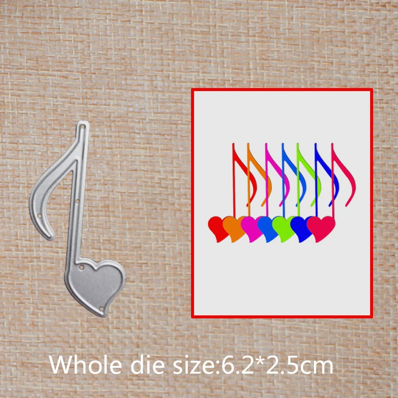 

Heart music note Metal Cutting Dies DIY Scrapbooking Album Paper Card Craft Embossing mold 62*25 mm