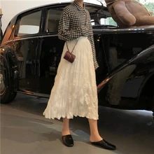 GRUIICEEN новинки для женщин Весна макси юбка высокая талия pleasted повседневное длинная GY2018628