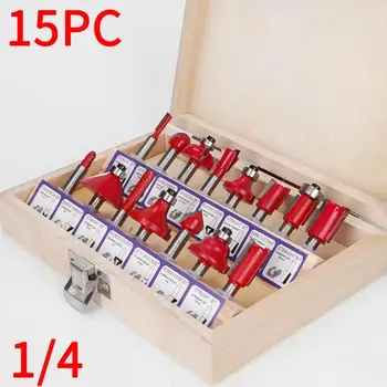 

15pcs/set Woodworking Milling Cutters 1/4''/8mm Shank Carbide Router Bit For Wood Woodworking And DIY Enthusiasts