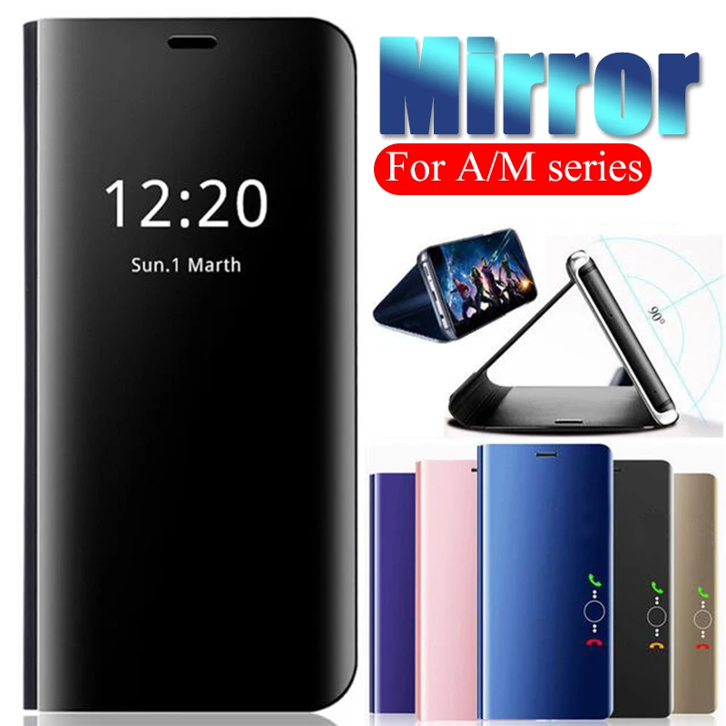 

Luxury Mirror Flip Case For samsung galaxy a50 A30 A40 A70 2019 Phone Cases Cover on Galax A10 A20 A60 A80 A90 Stand funda coque