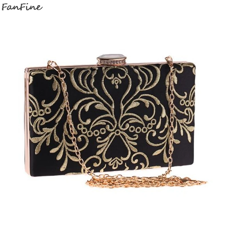 FanFine European American Embroidery Evening bags Polyester Small Party