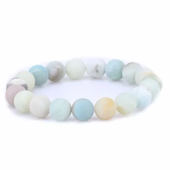 

2016 New Natural Round Natural Stone Matte Amazonite Beads Bracelet Buddha Head Bracelets &Bangle for Women Ladies Jewelry