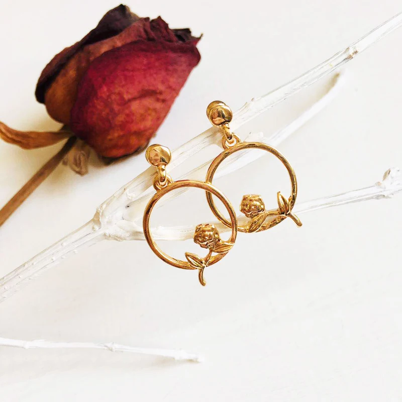 

Coco&willow Rose Charm Dangle Earrings For Women Girls Delicate Rose Vintage Earrings 2019 Fashion Jewelry For Party And Gift