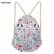 INSTANTARTS модные Мультяшные медсестры 3D сумки с принтом со шнурком для девочек-подростков Softback большие студенческие рюкзаки для хранения пляжные сумки