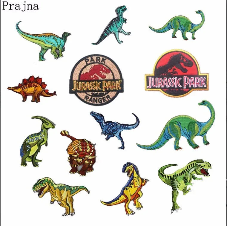 

Prajna Dinosaur Jurassic Park Patch Stalk Embroidered Patches Ironing Stickers For Clothes Iron On Patches Movies Parches Anime