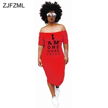 ZJFZML Plus Size Casual Bodycon Dress Women Cold Shoulder Letter Printed Package Hip Dress Autumn Slash Neck Short Sleeve Dress cold shoulder letter print dress