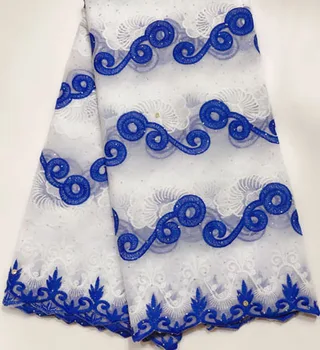 

Hot Sale Nigerian Laces Fabrics 2019 High Quality Tulle African Laces Fabric Wedding African French Net Lace ESH026 WHITE BLUE
