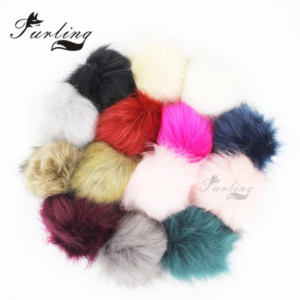 pom stud pom with fur press Fur Pom Soft Pom Faux Furling Fluffy 11CM Fox Ball Fashion