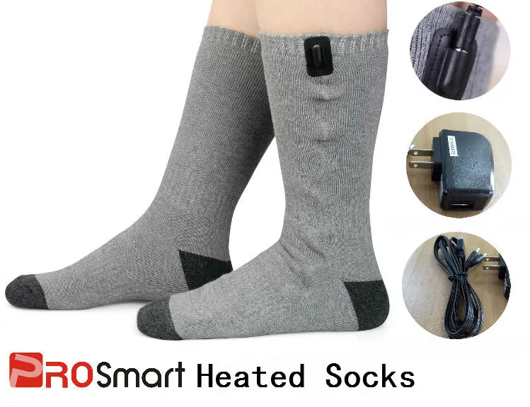 Winter USB electric heated socks gray thick cotton socks unisex free