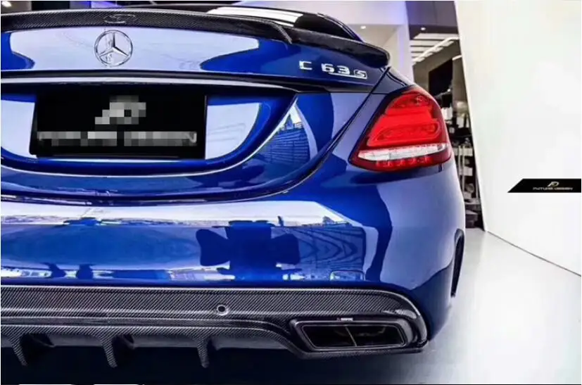 Car Carbon Fiber Rear Bumper Spoiler Lip, Car Bumper Diffuser Cover For Benz W205 C180 200 260 C63 C-Class AMG
