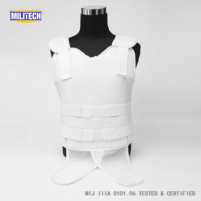Militech White NIJ IIIA 3A Concealable Under Shirt Twaron Aramid Bulletproof Covert Ballistic Bullet Proof Vest Body Armor Vest Militech White NIJ IIIA 3A Concealable Under Shirt Twaron Aramid Bulletproof Covert Ballistic Bullet Proof Vest Body Armor Vest