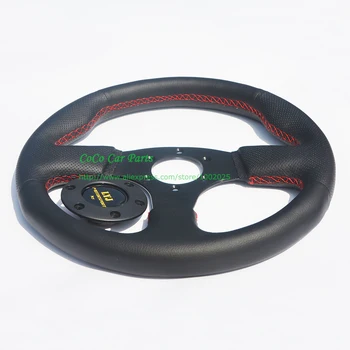 

Top Quality 330mm Universal Car Steering Wheel With Red Stitching