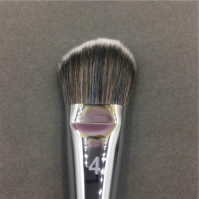 Профессиональная Кисть для основы под макияж#47 Pro, черная длинная деревянная ручка, плотные волнистые синтетические волосы, BB крем, скульптура, бронзатор, Кисть для макияжа