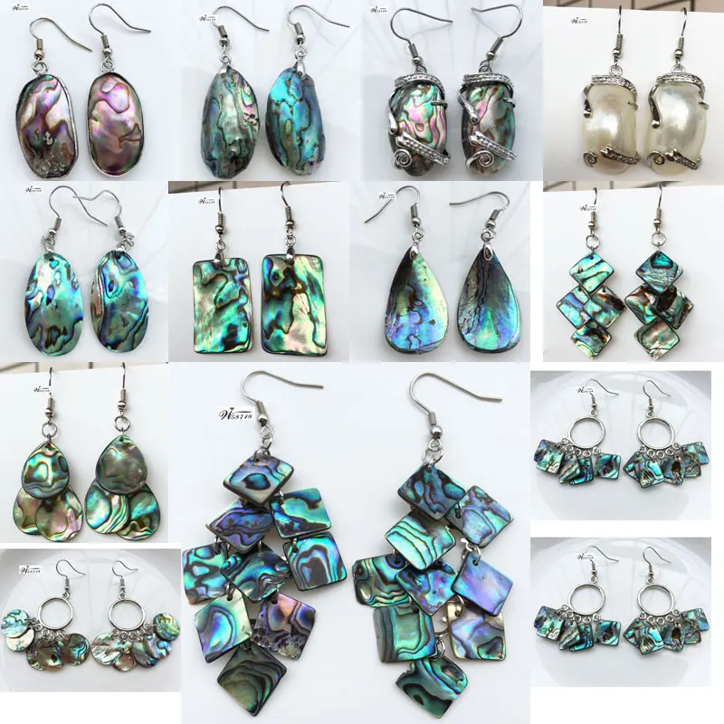 

Free Shipping Fashion Jewelry New Zealand Abalone Shell Beads Dangle Earrings 1Pair WFH635