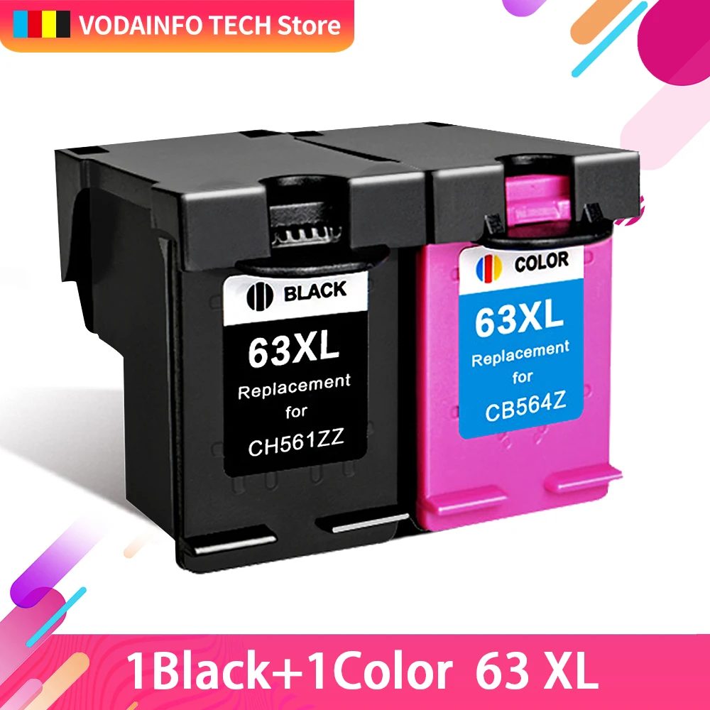 

QSYRAINBOW Compatible for HP63 for hp DESKJET 3632 Officejet 3830 4650 4652 4655 ENVY 4522 printer For HP 63 XL cartridge