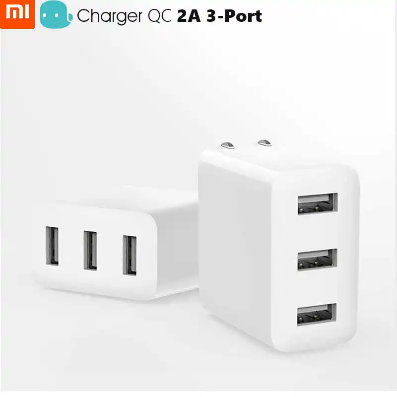 Оригинальное зарядное устройство Xiaomi Qingmi 15 Вт, 3 USB-A порта, QC, умный выход, быстрая зарядка, 5 В = 2,1 А, несколько безопасности, милый, портативный