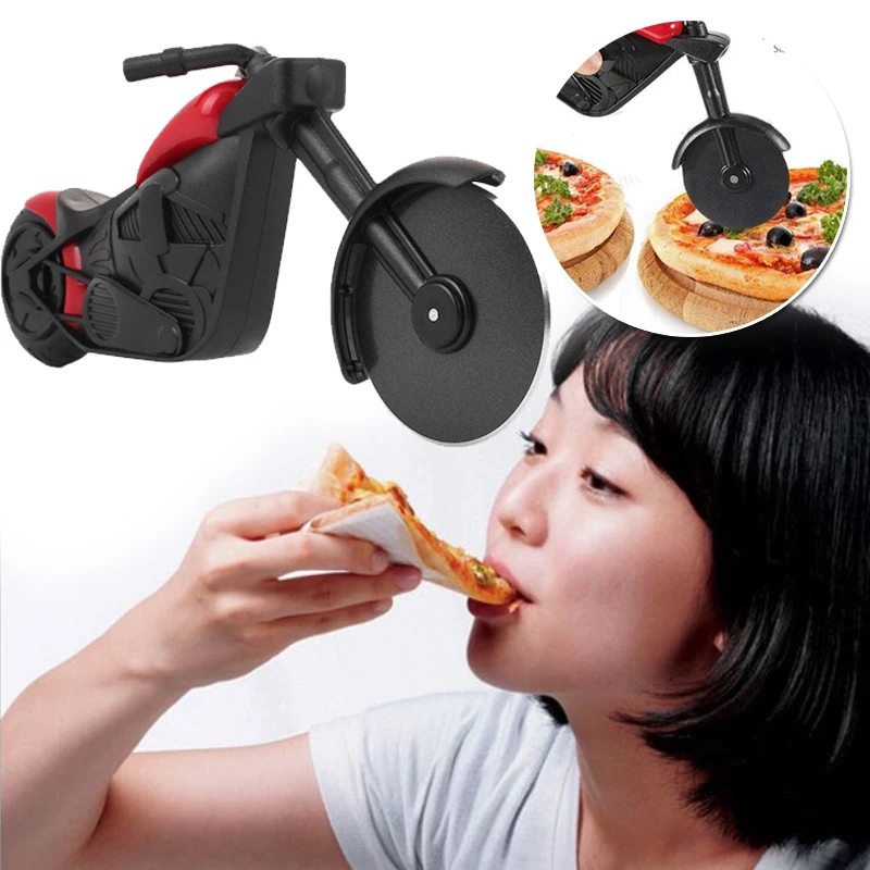 1Pc Motorcycle Stainless Steel Pizza Knife Pizza Wheel Cutter Motorbike Roller Chopper Slicer Peel Knives Kitchen Tools