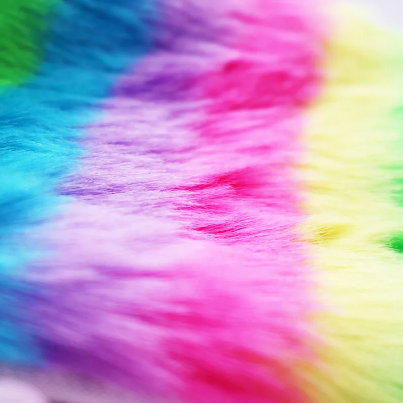 1 шт. разноцветный Радужный пенал для женщин и девочек, школьные принадлежности из искусственной кожи с кроличьим мехом, чехол для хранения косметики, косметичка с единорогом