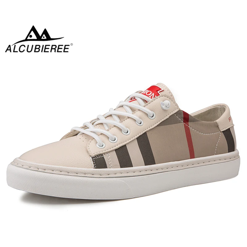 

ALCUBIEREE Autumn Casual Shoes for Man Breathable Lace-up Skateboarding Shoes Mens Fashion Striped Sneakers Walking Footwear