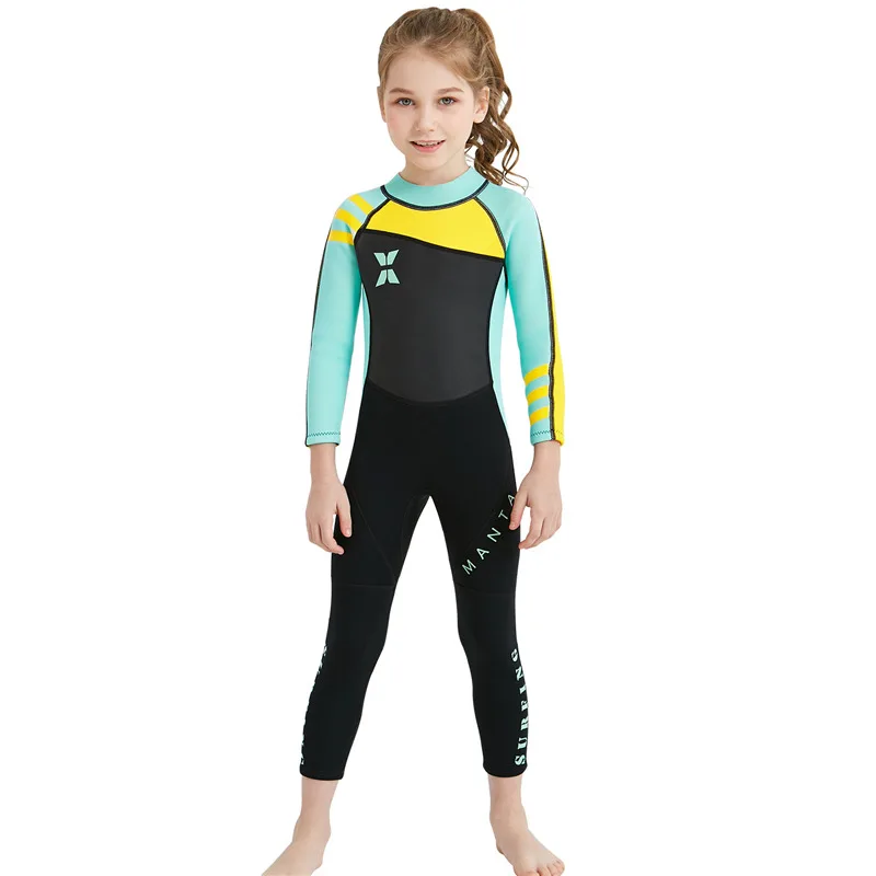 DIVE&SAIL 2.5MM Children One Piece Long Sleeves Diving Wetsuits Neoprene Diving Suits Boys Girls UV Protection Swimsuit Swimwear (7)