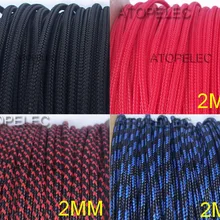 2 мм широкий плотный Плетеный ПЭТ расширяемый кабель оболочка провода черный/красный/синий/белый