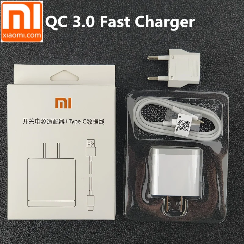 

Original xiaomi mi 9 Charger QC 3.0 Quick Charge EU Power Adapter For mi 8 se 6 mix 2 2s max 2 3 a1 a2 mi9 mi6 mi8 mi5s &cable