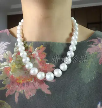 

gorgeous 12-13mm south sea round white pearl necklace 18inch 925s kkk