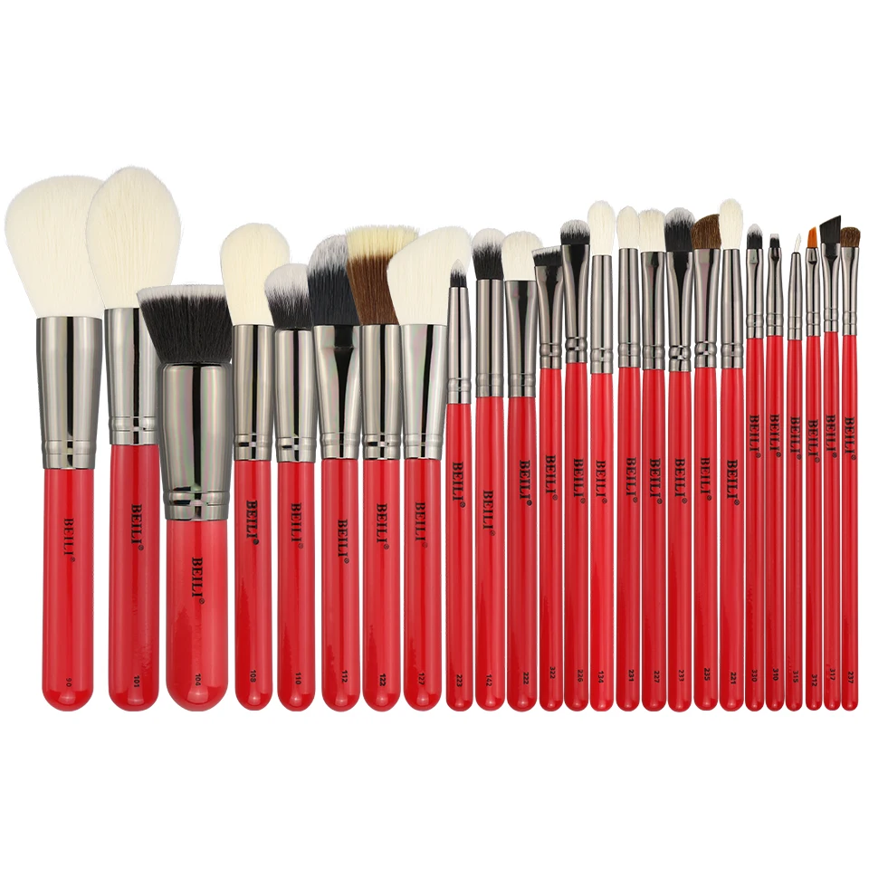 

25pcs Professional Natural Hair Makeup Brushes Set Powder Foundation Blusher Eye Shadow Eyebrow Lip Eyeliner Contour