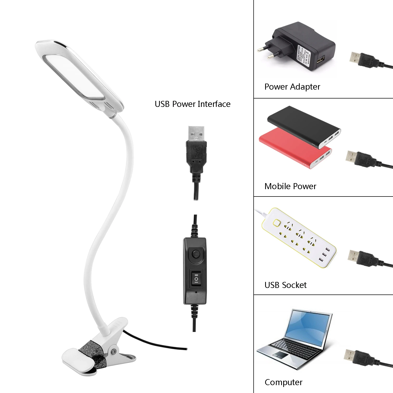 Светодиодный настольный светильник usb 3 уровня с регулируемой яркостью, светодиодный светильник для чтения в спальню, ночник для книг