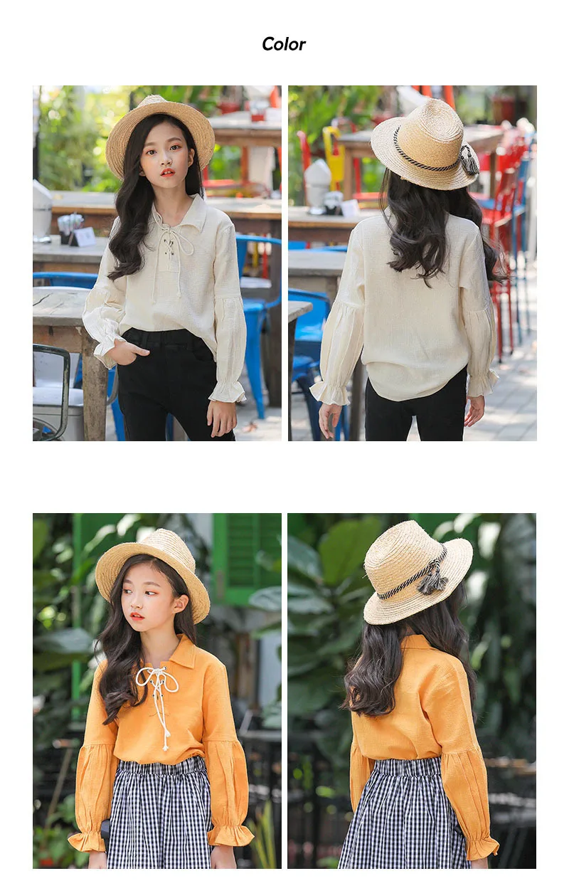 Cotton Linen Long Sleeve Shirts Girl Little Girls Clothing Yellow Beige Blouse Teen Petal Sleeve Tops Autumn Spring 2019 Clothes  3 4  4 5 6 7 8 9 10 11 12 13 14 15 years toddler  teenage teens clothes girl big girls clothing (17).jpg