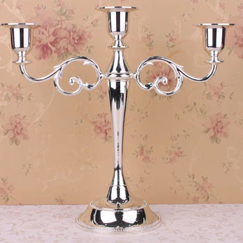 

Fashion Metal Silver/Gold Plated Candle Holders 3-Arms Stand Zinc Alloy High Quality Pillar For Wedding Portavelas Candelabra